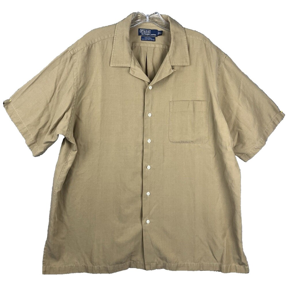 Polo Ralph Lauren Caldwell Shirt XL Silk Cotton VTG Y2K Camp Loop Quiet Luxury